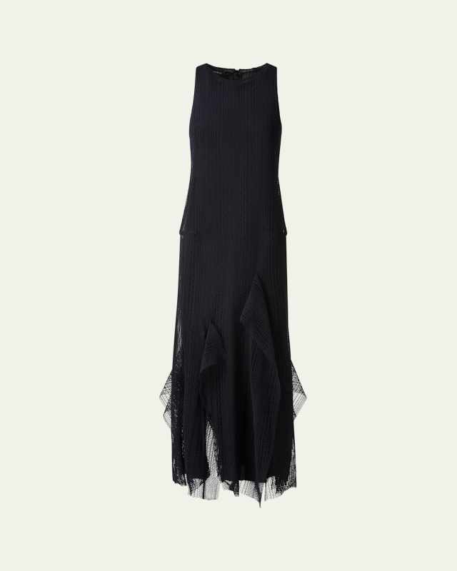 Techno Degrade Stripe Embroidered Dress